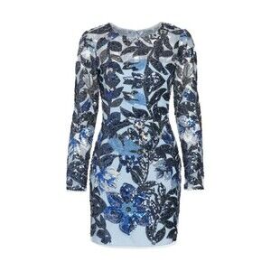 Marchesa Notte Mini Dress Size 2 Botanical Floral Print Sequins Party